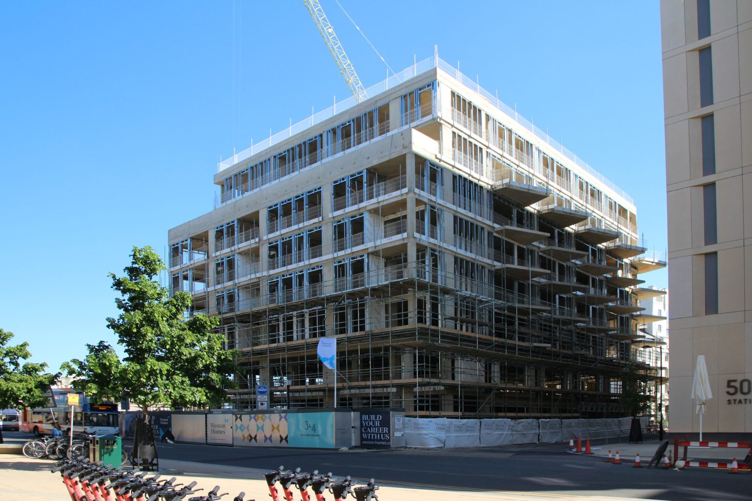 New development on Station Road looking southwest