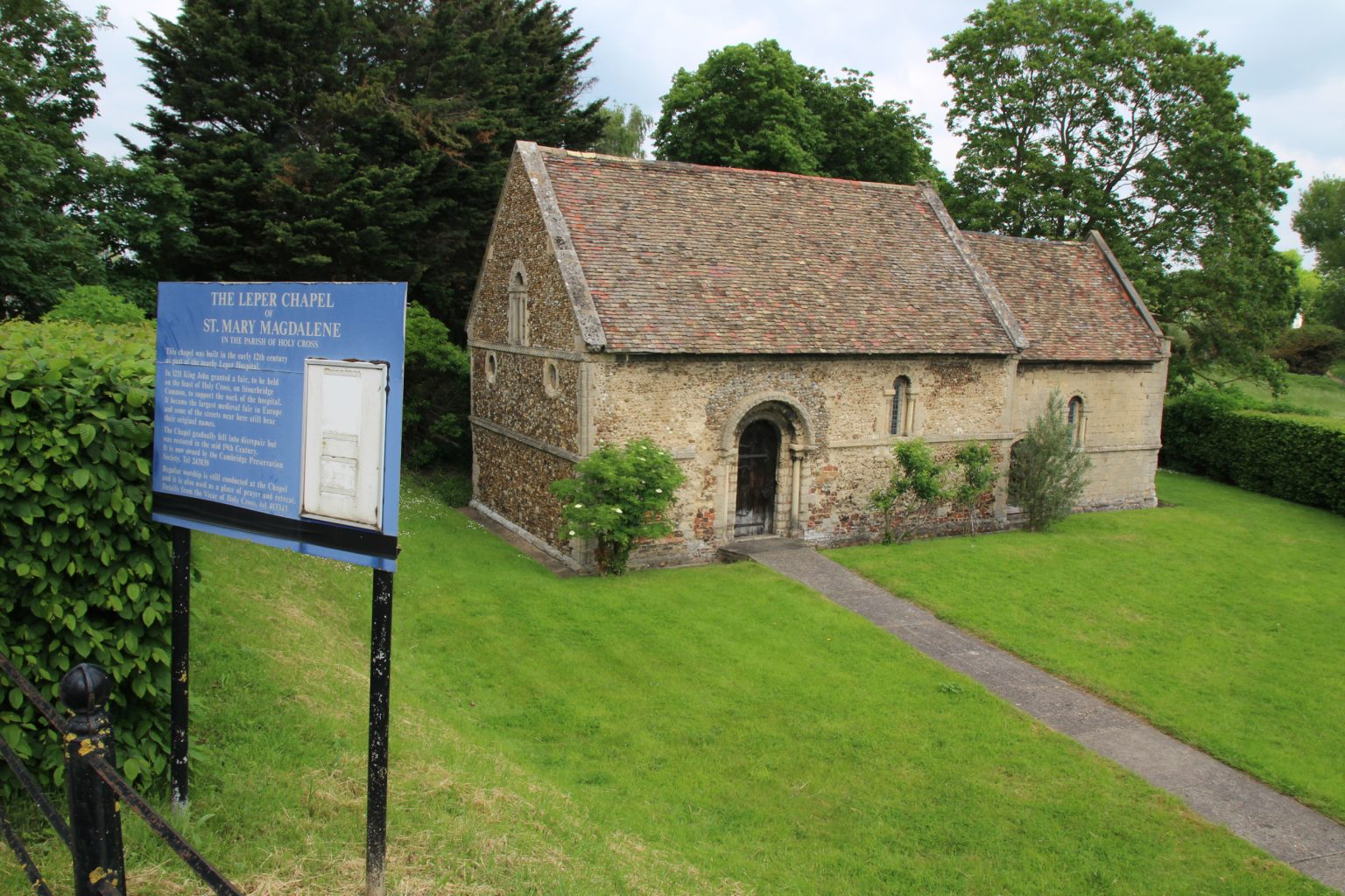Leper Chapel and sign, Newmarket Road