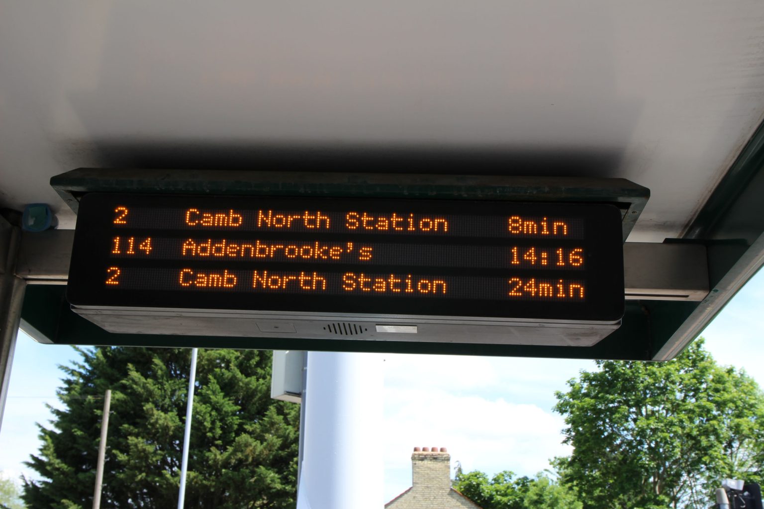 Bus departures sign, Brookfields