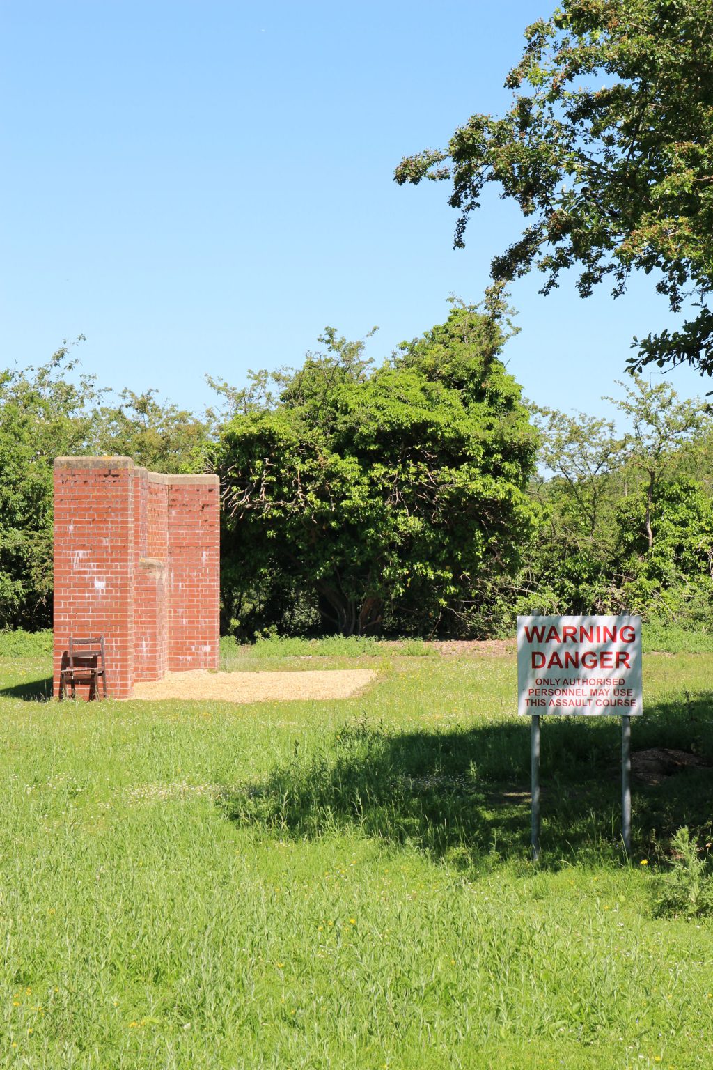 Army Reserve Centre obstacle course and safety sign