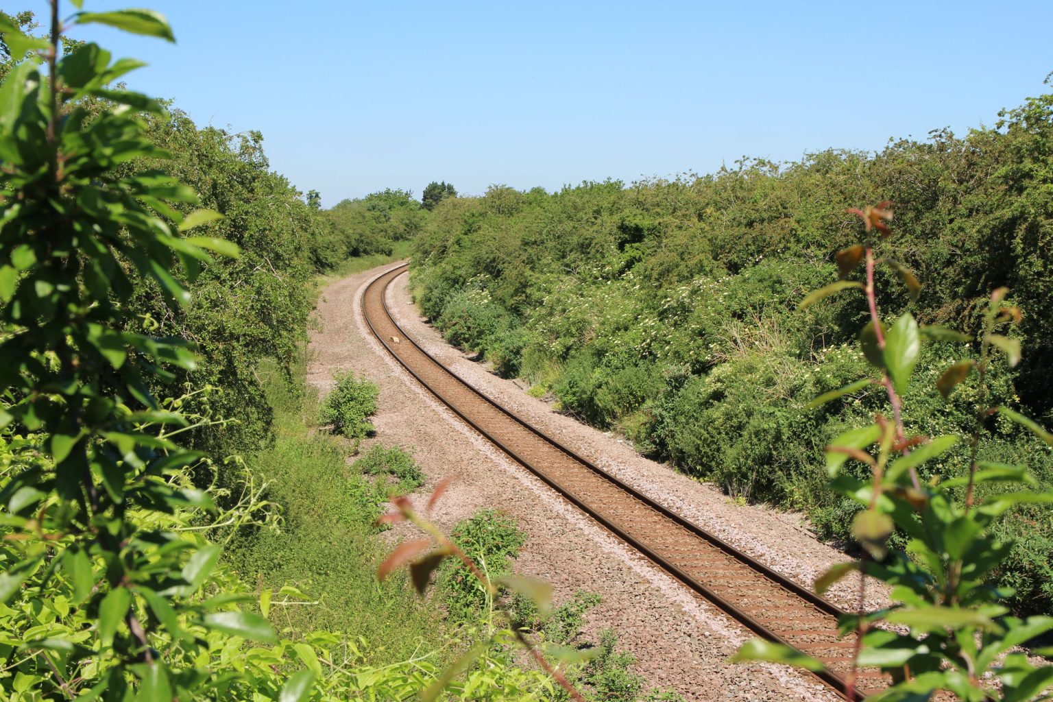 Railway line looking northwest from Tins Path footbridge