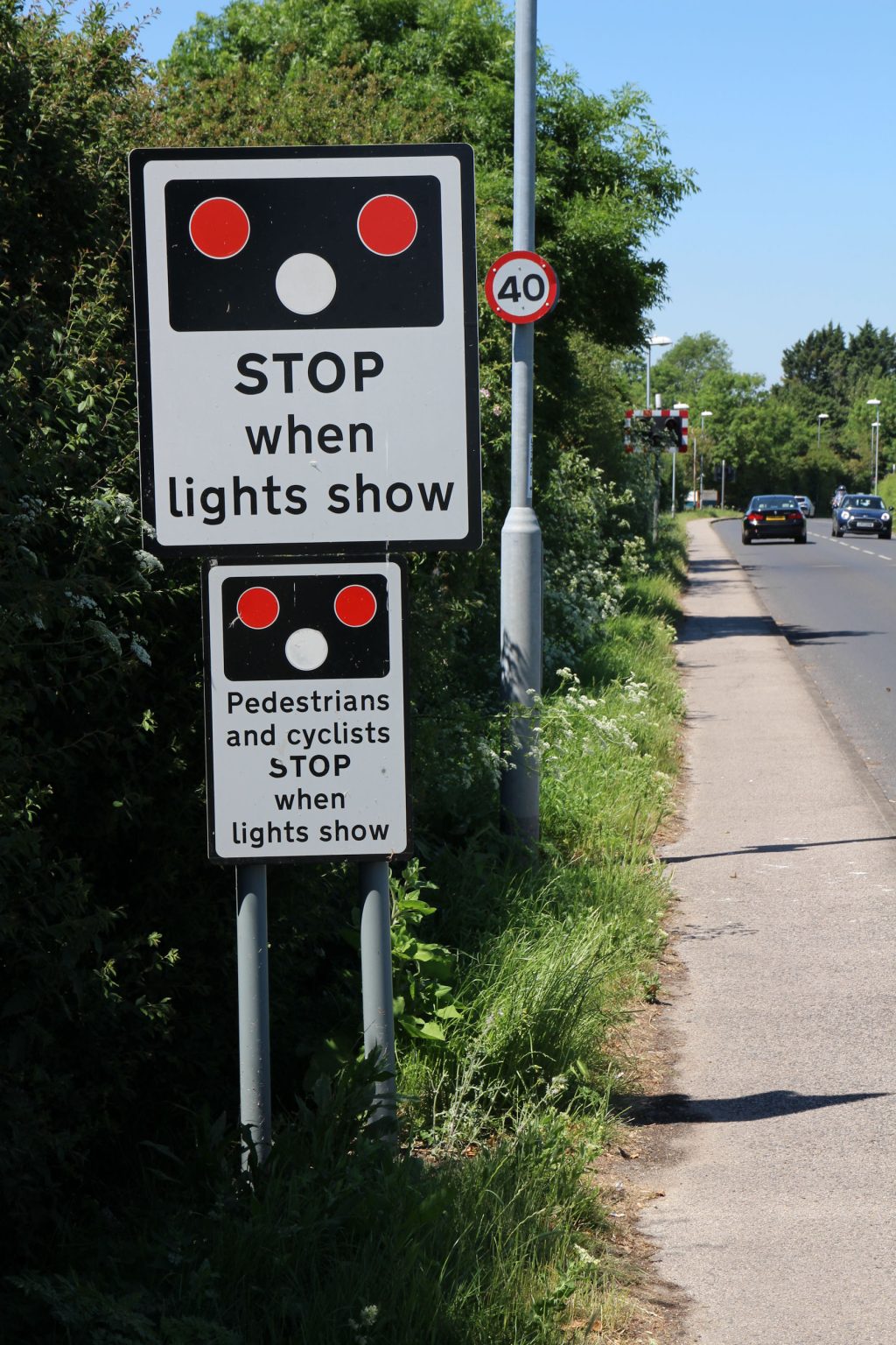 Runway crossing sign on Coldham's Lane