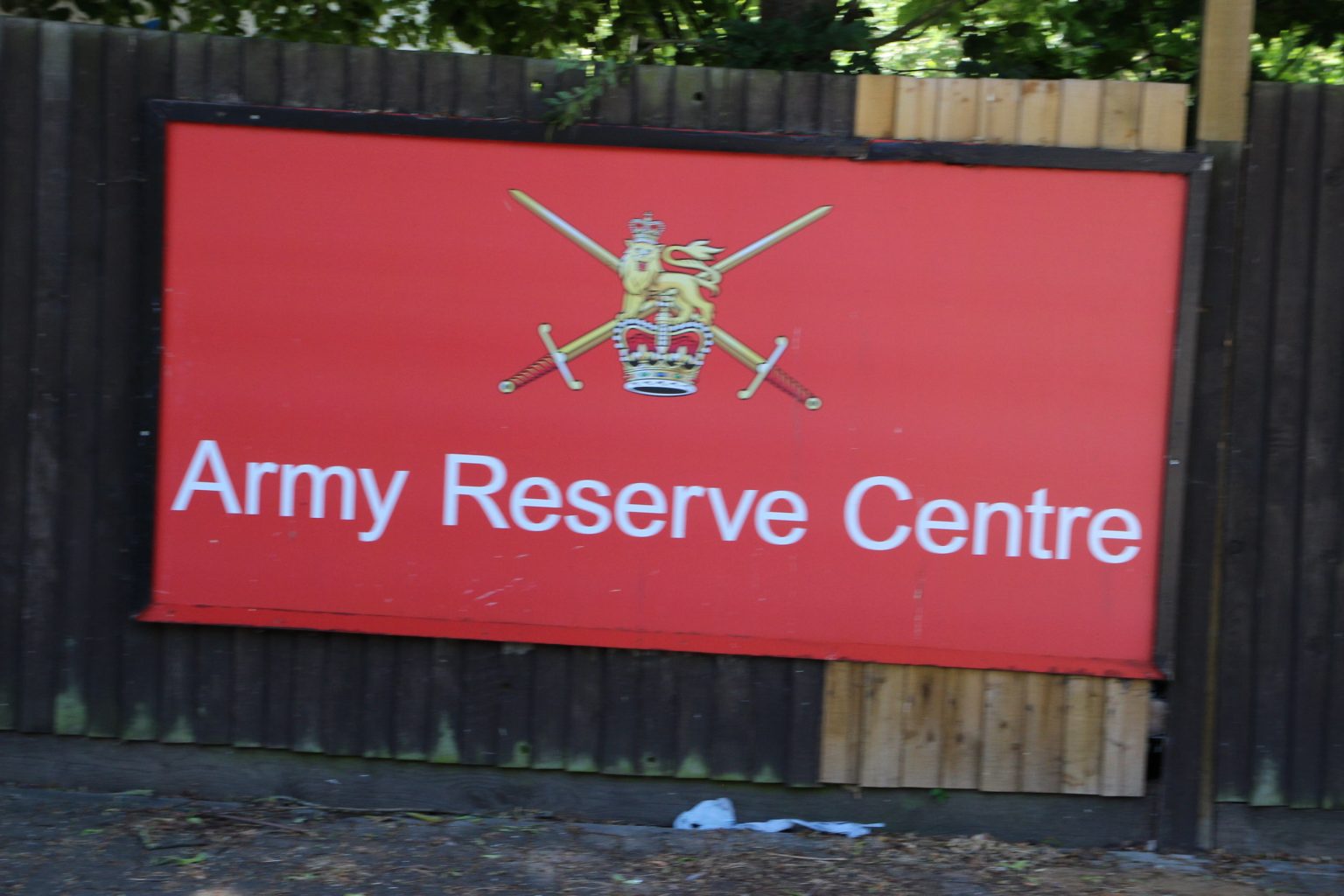 Army Reserve Centre sign at Coldham's Lane entrance