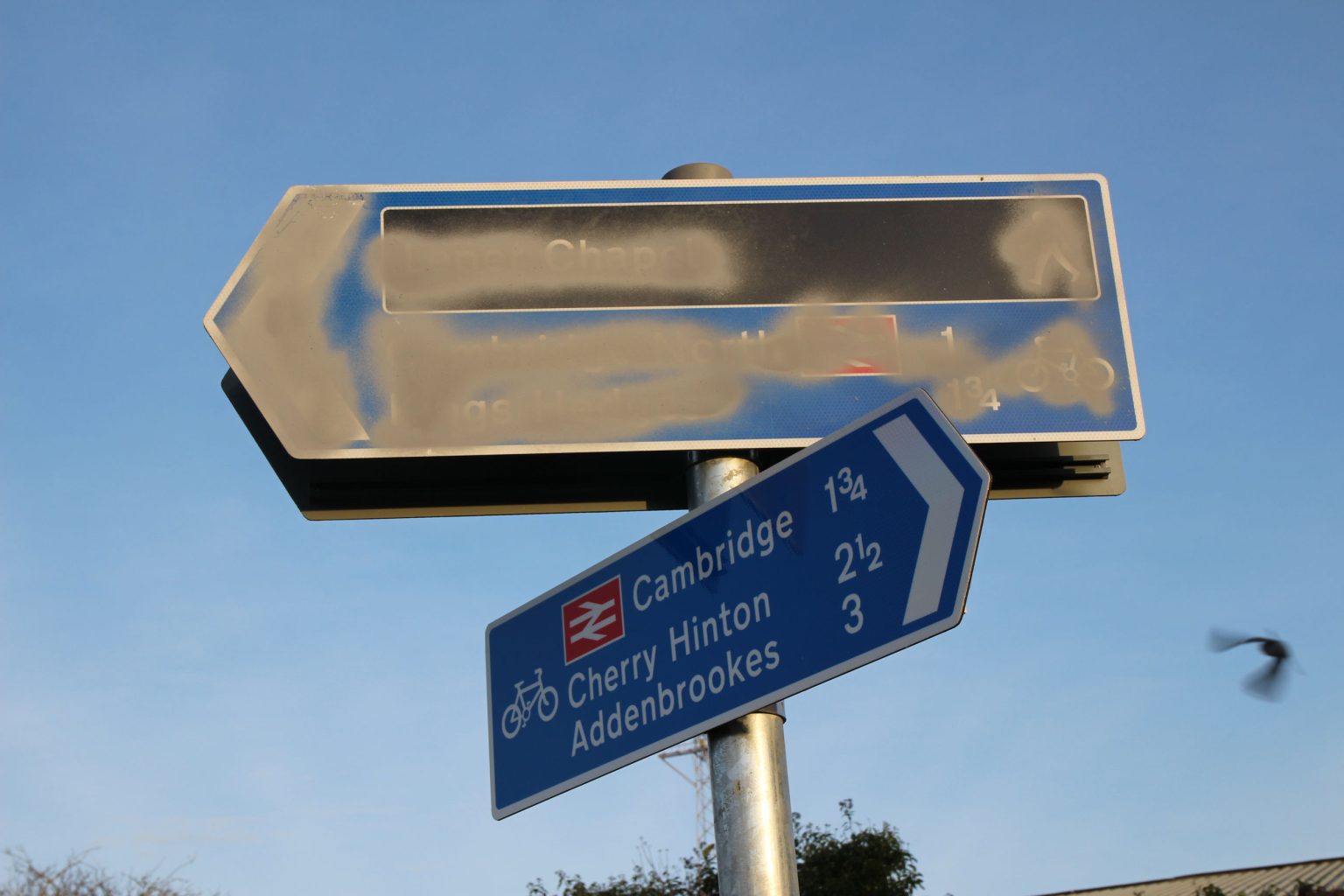 Signpost beside Abbey Stadium