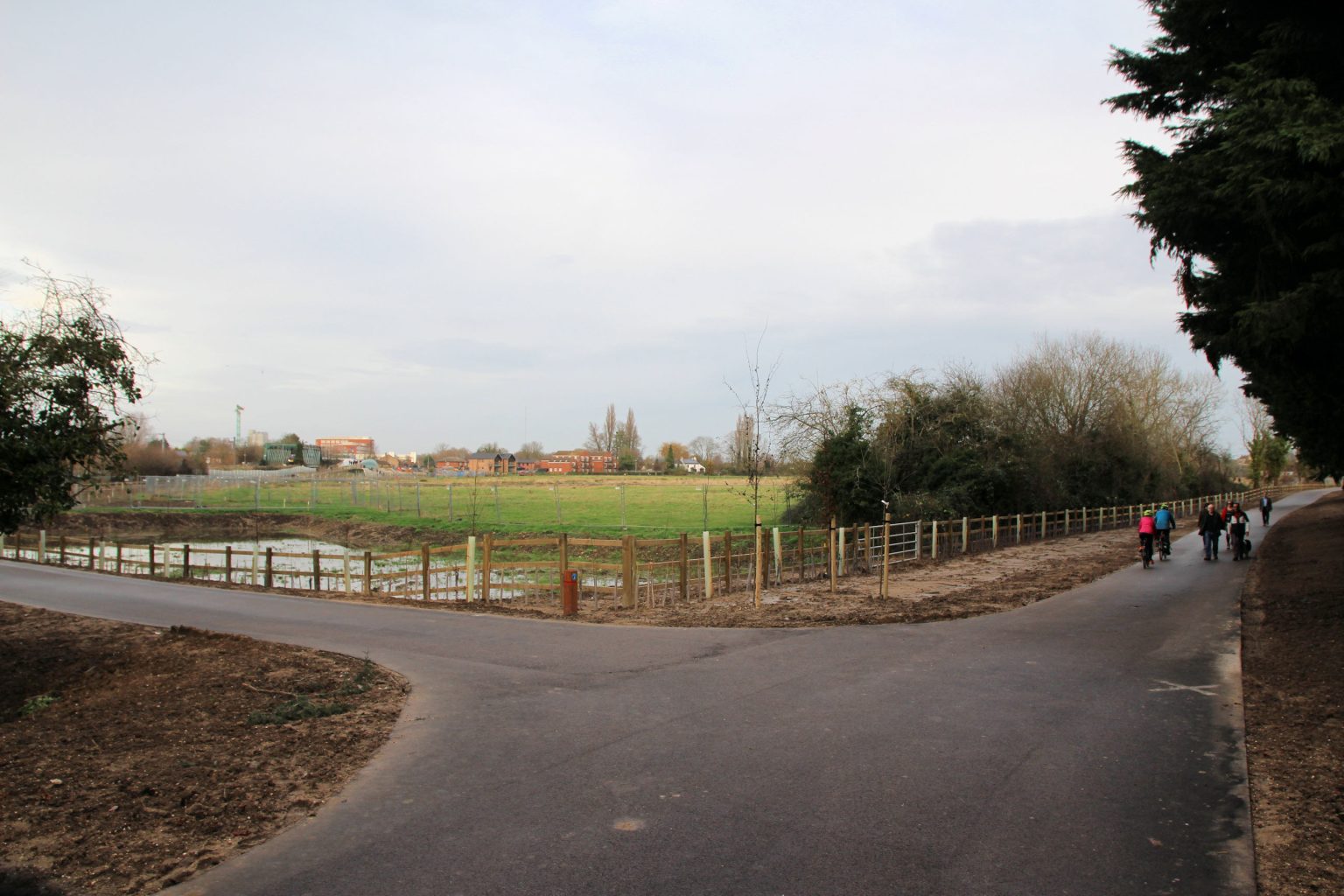Paths to new river bridge and Fen Ditton