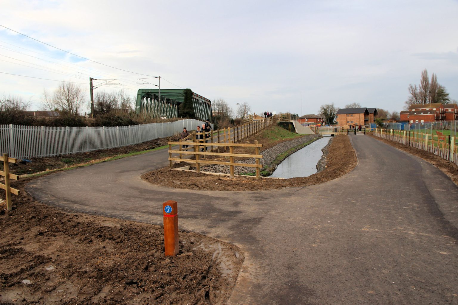 Paths to new river bridge and towpath