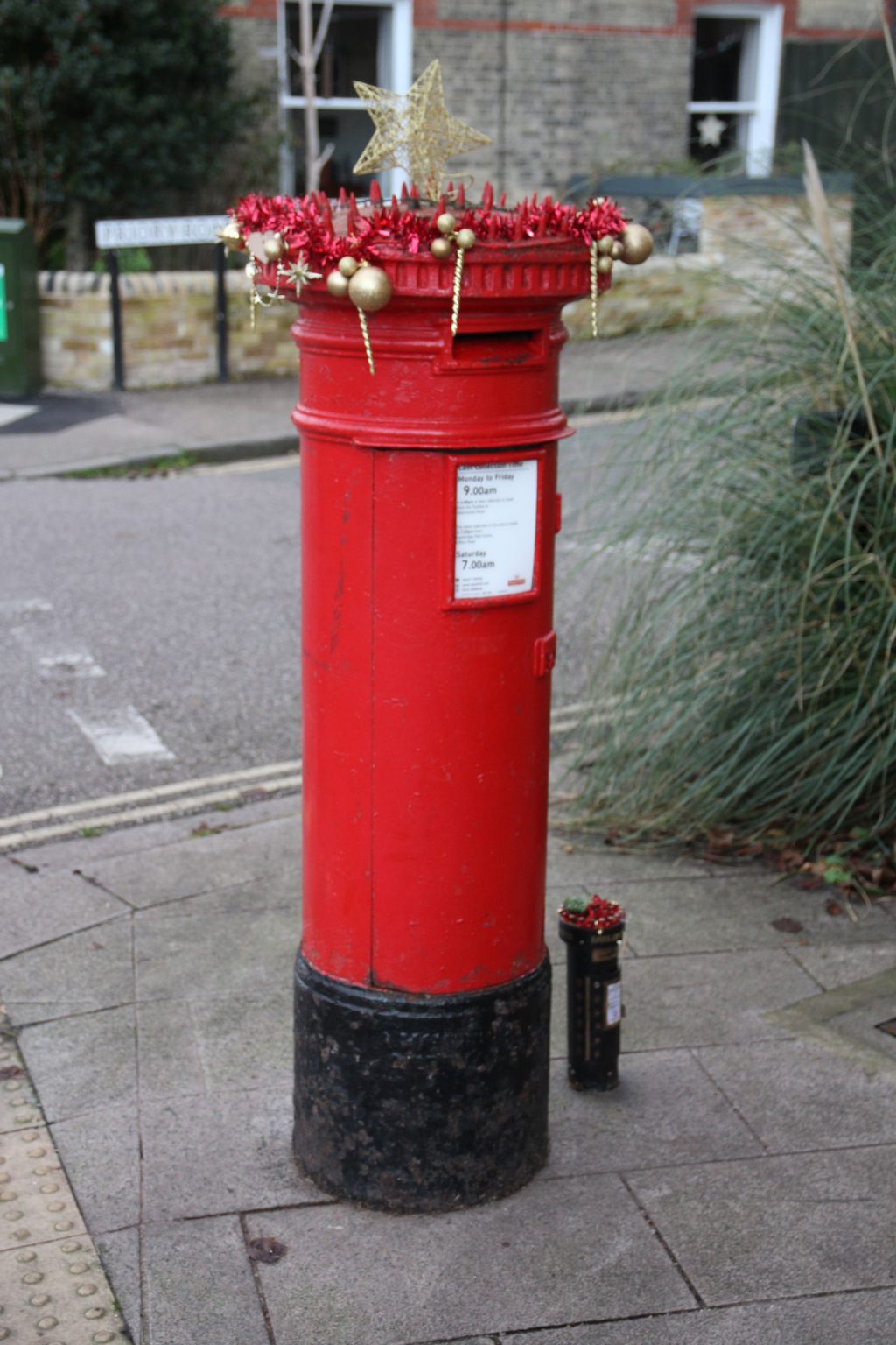 Spiked postbox and Emailerator with Christmas decorations